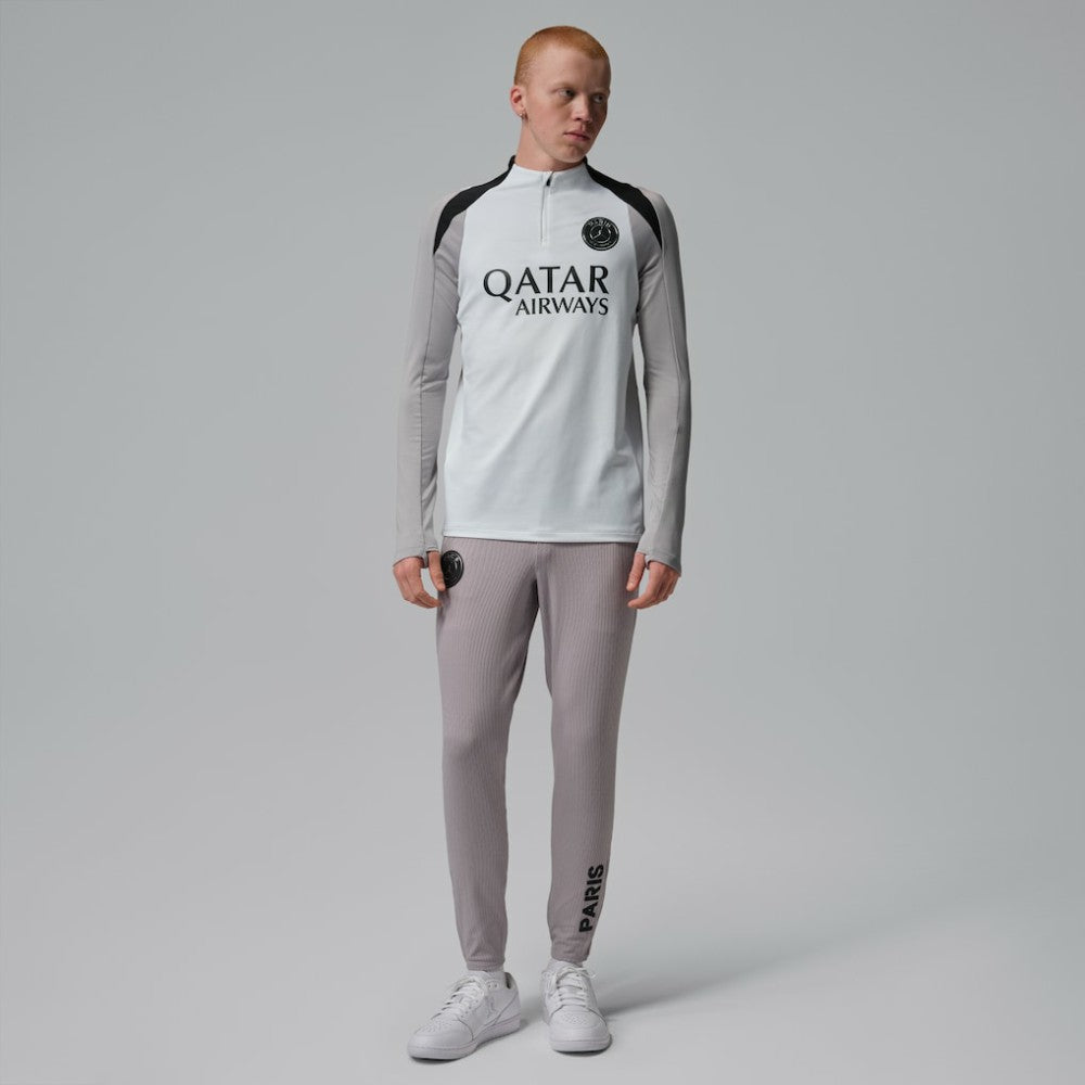 Paris Saint-Germain Jordan Brand Men's Strike Drill Quarter-Zip Long Sleeve Dri-FIT Top White
