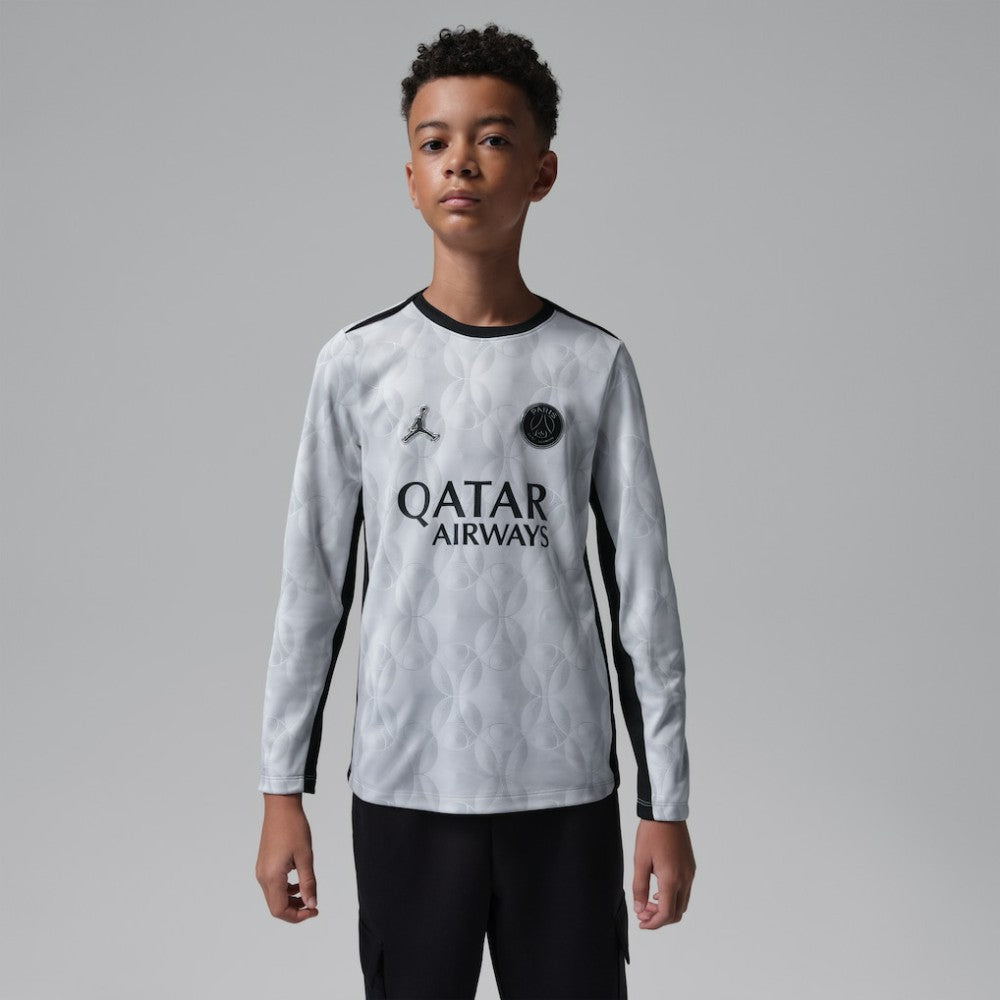 Paris Saint-Germain Jordan Brand Youth Long Sleeve Pre-Match Dri-FIT Top Gray