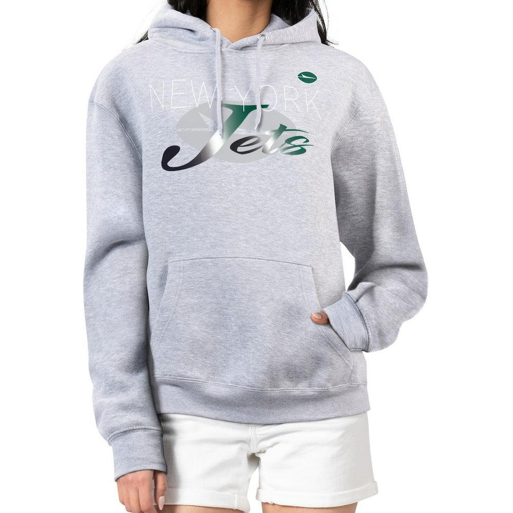New York Jets G-III 4Her by Carl Banks Women's Shadow Logo Fleece Pullover Hoodie Gray