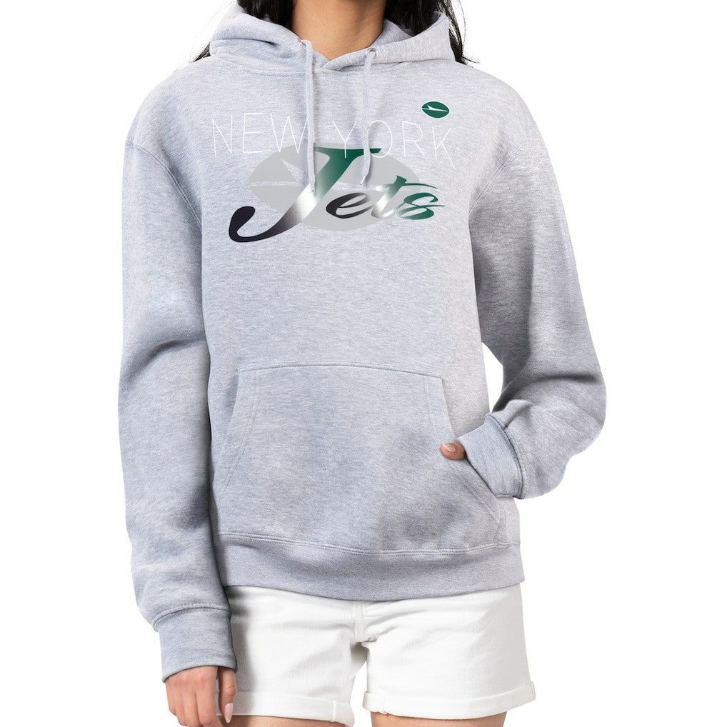 New York Jets G-III 4Her by Carl Banks Women's Shadow Logo Fleece Pullover Hoodie Gray