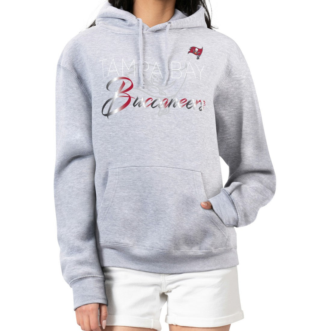 Tampa Bay Buccaneers G-III 4Her by Carl Banks Women's Shadow Logo Fleece Pullover Hoodie Gray