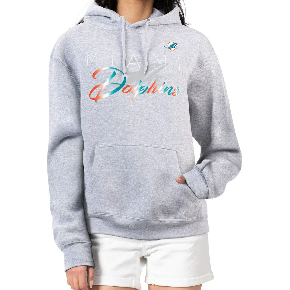 Miami Dolphins G-III 4Her by Carl Banks Women's Shadow Logo Fleece Pullover Hoodie Gray