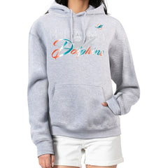 Miami Dolphins G-III 4Her by Carl Banks Women's Shadow Logo Fleece Pullover Hoodie Gray