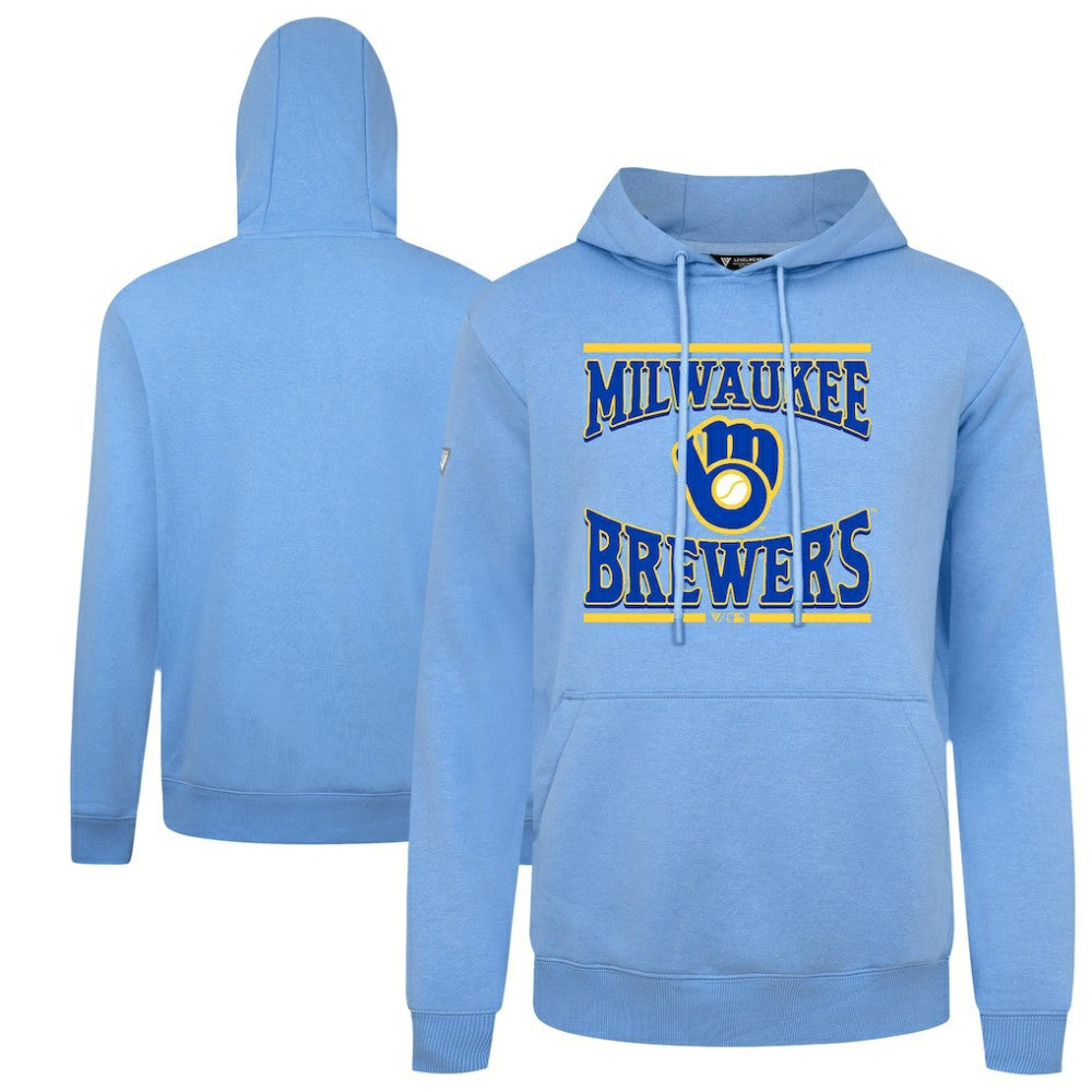 Milwaukee Brewers Levelwear Big Brew Podium Pullover Hoodie - Light Blue Hoodies