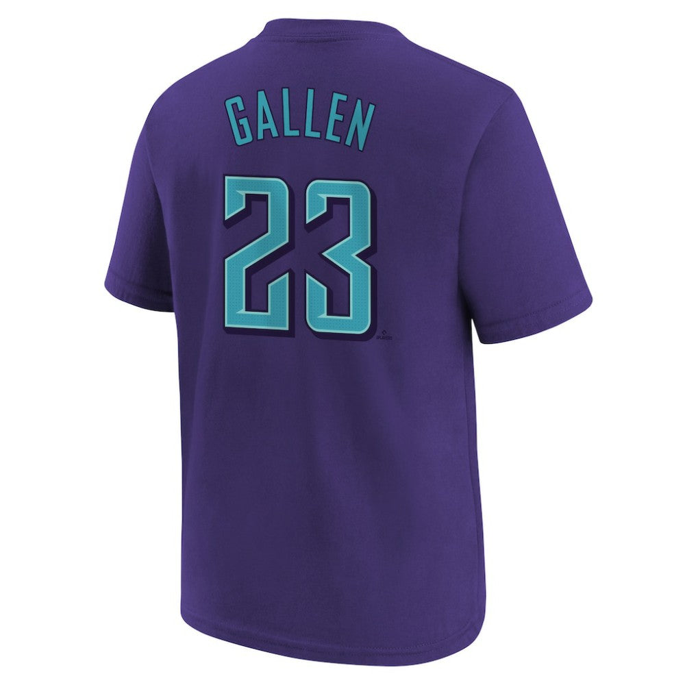 Zac Gallen Arizona Diamondbacks Nike Youth Fuse City Connect Name & Number T-Shirt - Purple T-shirts