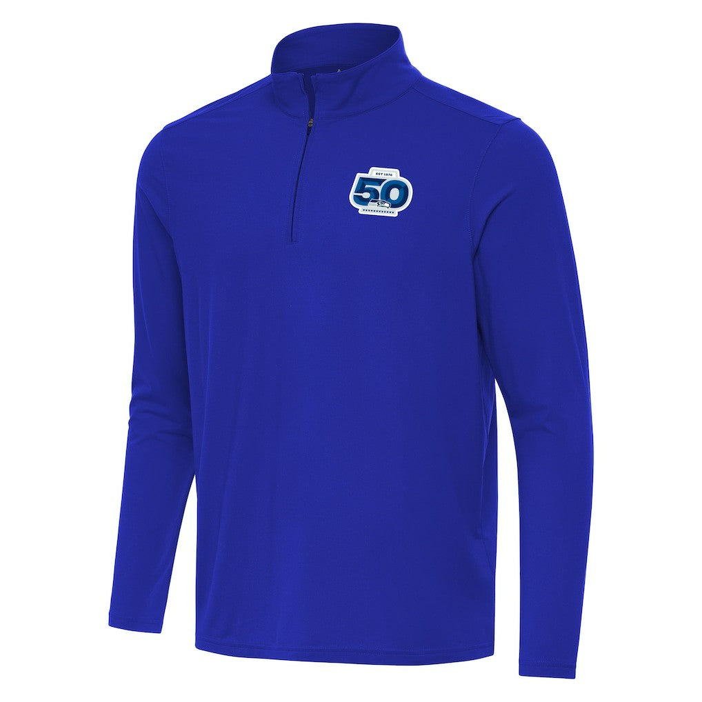 Seattle Seahawks Antigua 50th Season Intent Quarter-Zip Pullover Royal