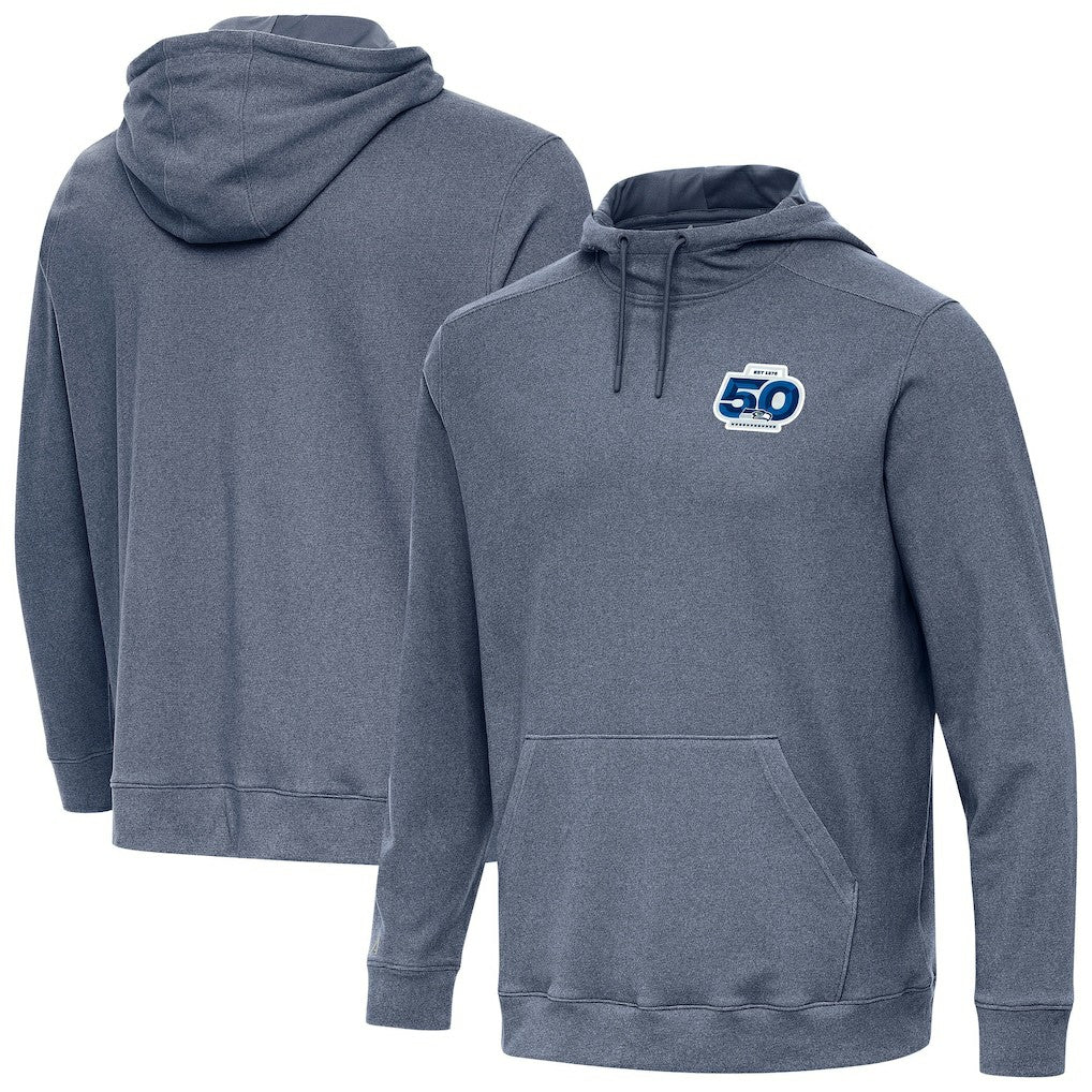 Seattle Seahawks Antigua 50th Season Cloud Pullover Hoodie Heather Navy