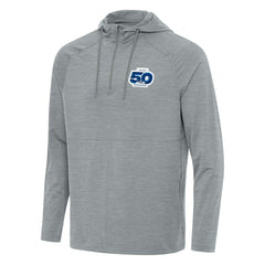 Seattle Seahawks Antigua 50th Season Spikes Raglan Quarter-Zip Hoodie Heather Gray