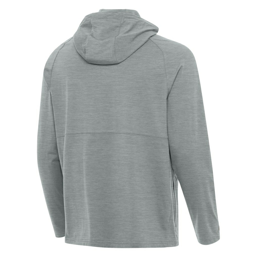 Seattle Seahawks Antigua 50th Season Spikes Raglan Quarter-Zip Hoodie Heather Gray