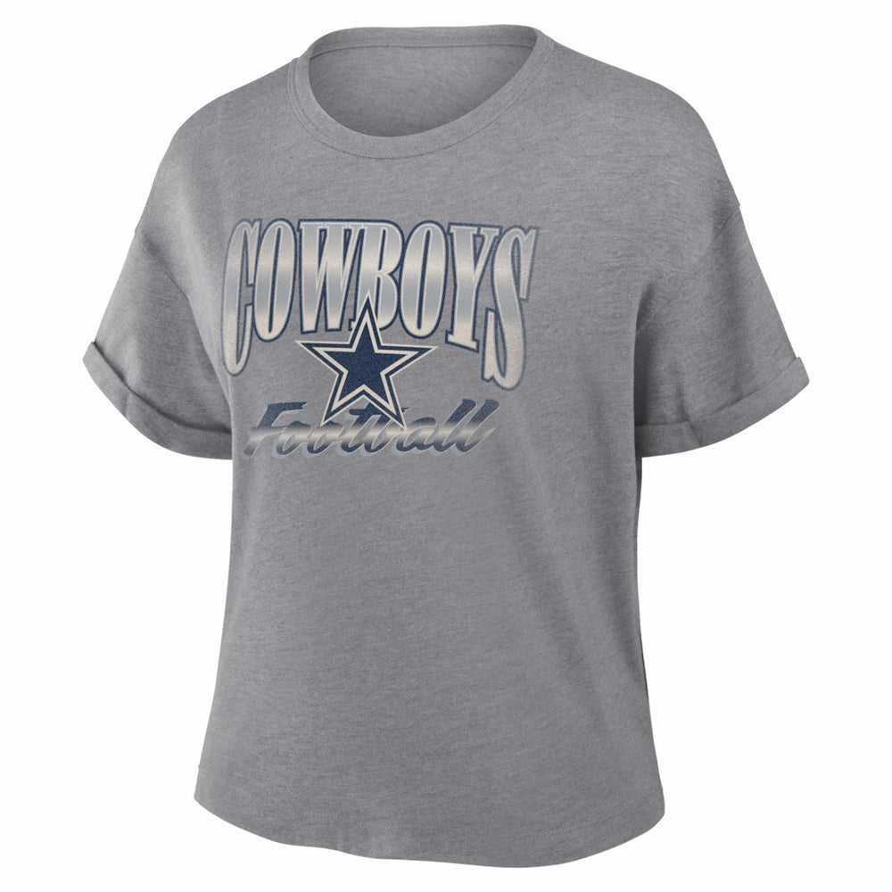 Dallas Cowboys Women's Overplayed Tribute Tri-Blend Boxy T-Shirt Heather Gray