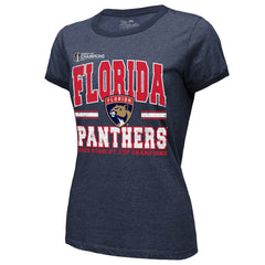 NHL Florida Panthers Majestic Threads Women's 2025 Stanley Cup Champions Tri-Blend Ringer T-Shirt - Navy