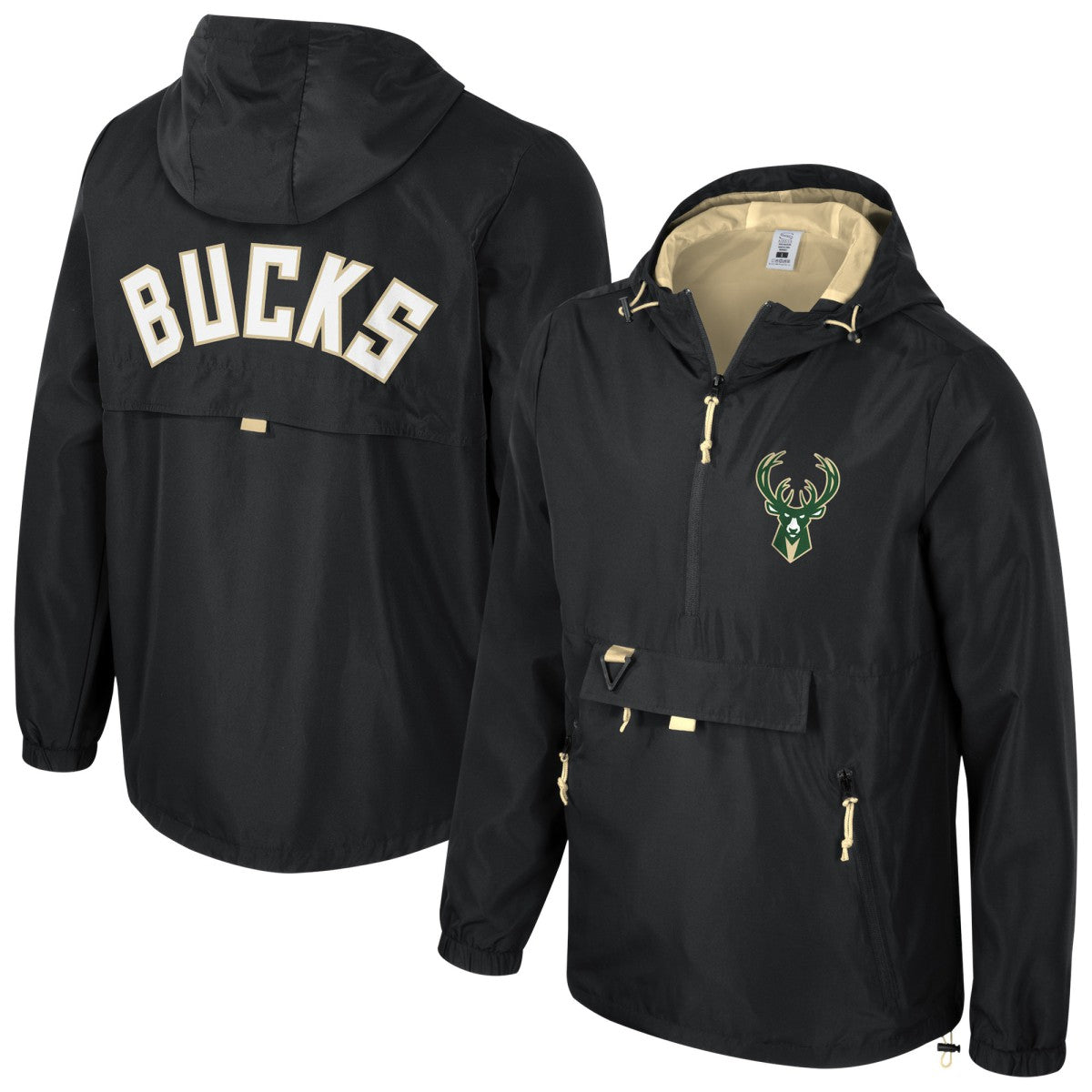 Milwaukee Bucks Stadium Essentials Unisex Compete Quarter-Zip Hoodie Jacket Black