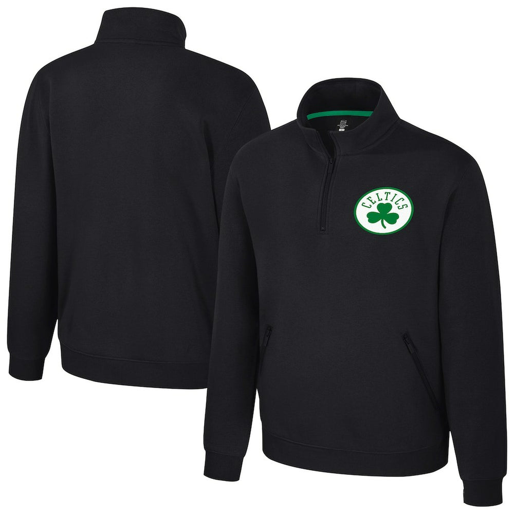 Boston Celtics Stadium Essentials Unisex Varsity Trainer Quarter-Zip Pullover Black