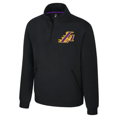 Los Angeles Lakers Stadium Essentials Unisex Varsity Trainer Quarter-Zip Pullover Black