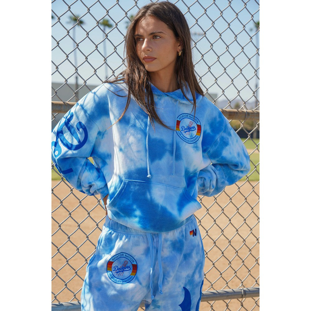 Los Angeles Dodgers Aviator Nation x MLB Unisex Tie-Dye Tri-Blend Hoodie - Light Blue Hoodies