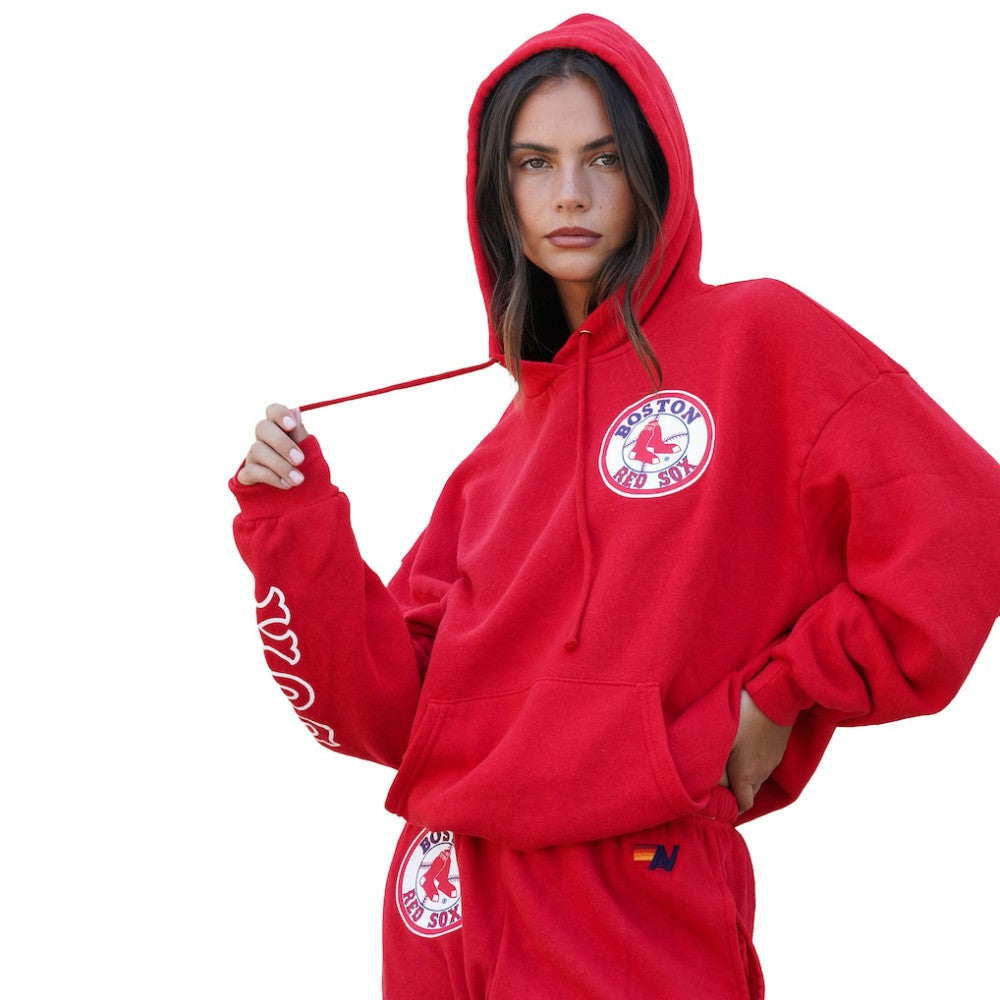 Boston Red Sox Aviator Nation x MLB Unisex Tri-Blend Pullover Hoodie - Red Hoodies