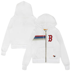 Boston Red Sox Aviator Nation x MLB Unisex Five-Stripe Tri-Blend Full-Zip Hoodie - White Hoodies