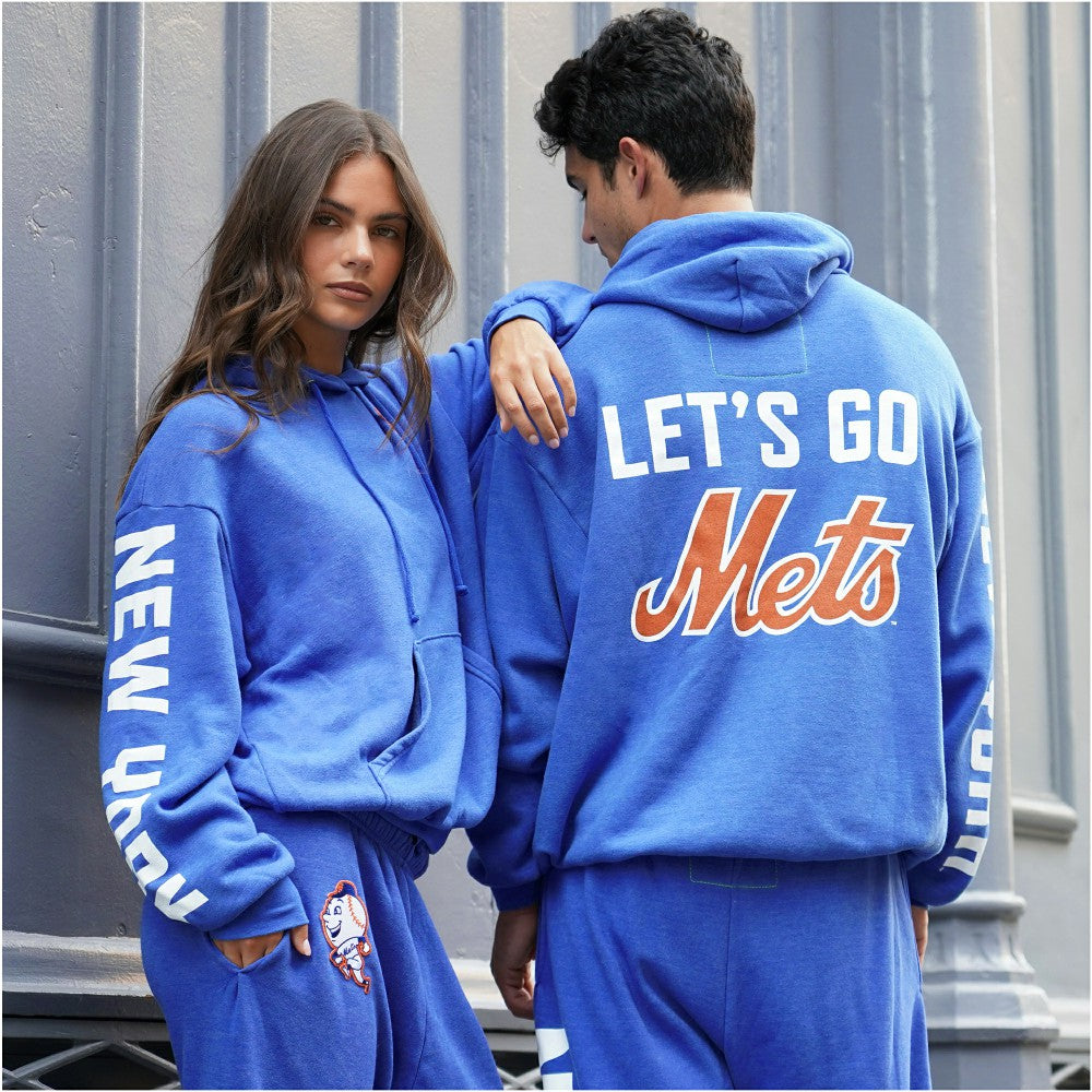 New York Mets Aviator Nation x MLB Unisex Relaxed Tri-Blend Hoodie - Royal Hoodies