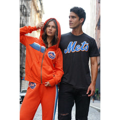 New York Mets Aviator Nation x MLB Unisex Five-Stripe Tri-Blend Full-Zip Hoodie - Orange Hoodies