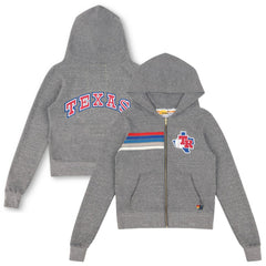 Texas Rangers Aviator Nation x MLB Unisex 5-Stripe Tri-Blend Full-Zip Hoodie - Heather Gray Hoodies