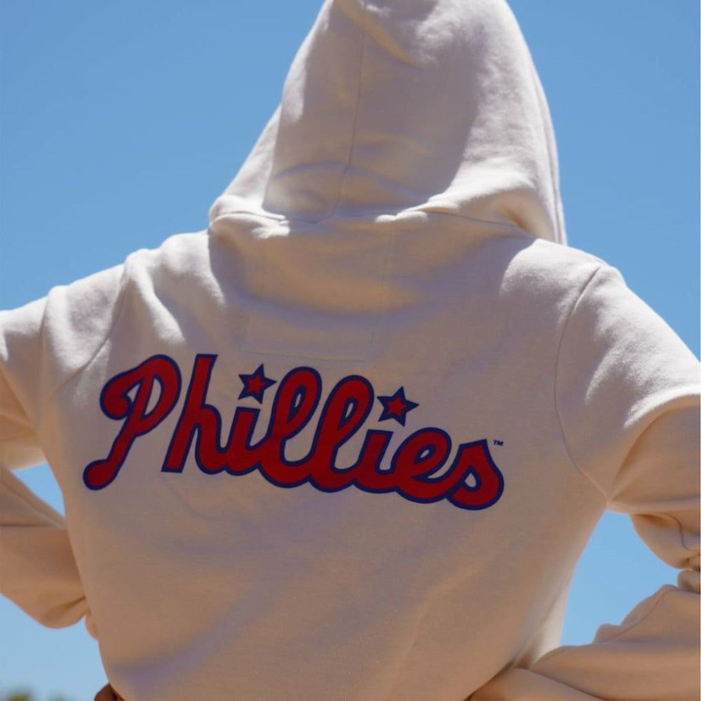 Philadelphia Phillies Aviator Nation x MLB Unisex Five-Stripe Tri-Blend Full-Zip Hoodie - Cream Hoodies