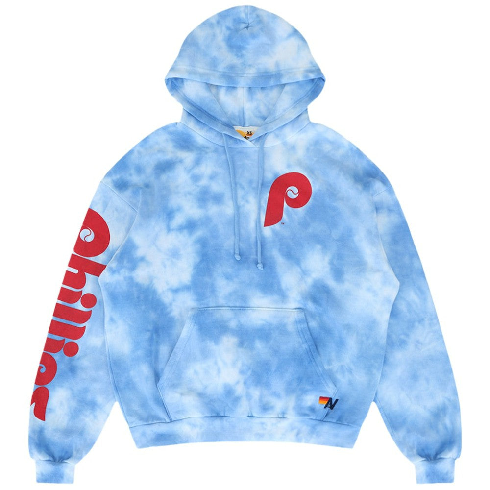 Philadelphia Phillies Aviator Nation x MLB Unisex Tie-Dye Tri-Blend Pullover Hoodie - Light Blue Hoodies