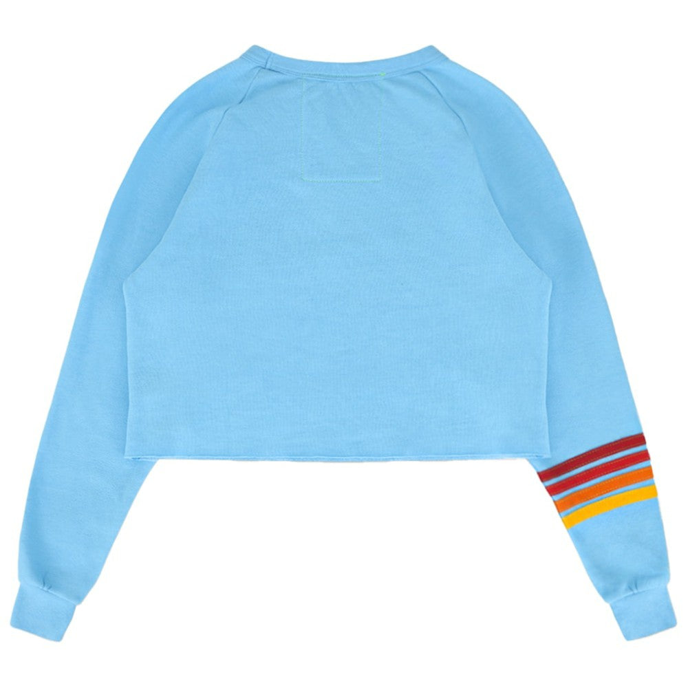 Philadelphia Phillies Aviator Nation x MLB Women's Rugby Stitch Cropped Tri-Blend Sweatshirt - Light Blue Sweatshirts