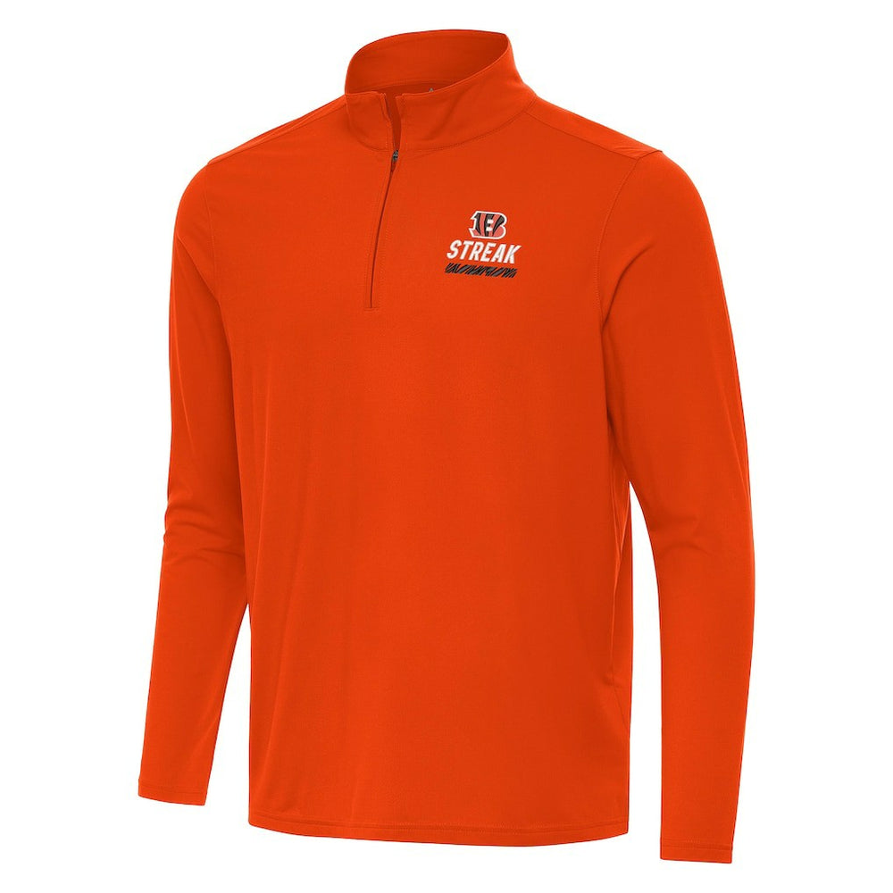 Cincinnati Bengals Antigua Streak Intent Quarter-Zip Sweatshirt Orange