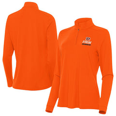 Cincinnati Bengals Antigua Women's Streak Intent Quarter-Zip Sweatshirt Orange