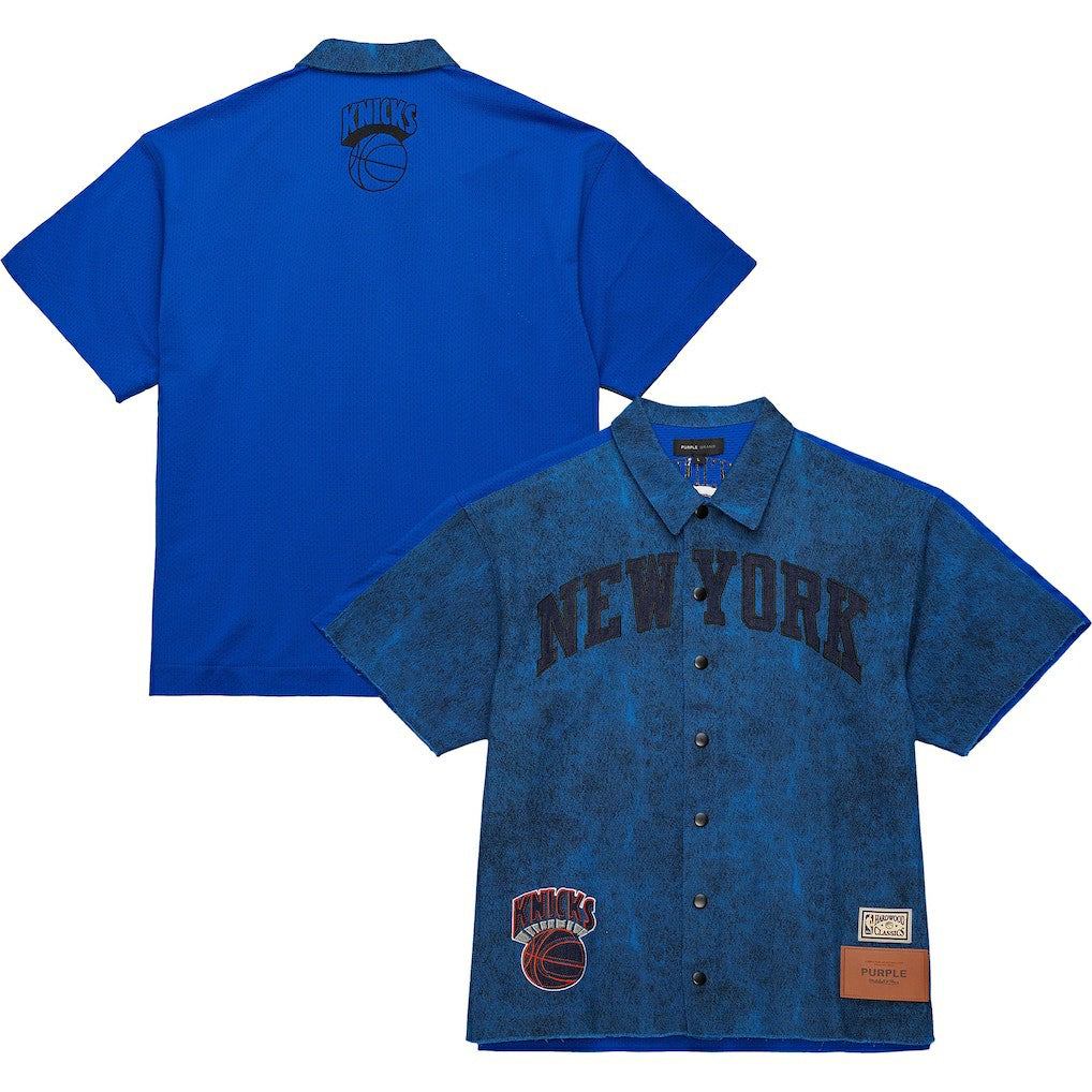 New York Knicks x Purple Brand Button-Up Shooting Shirt Navy