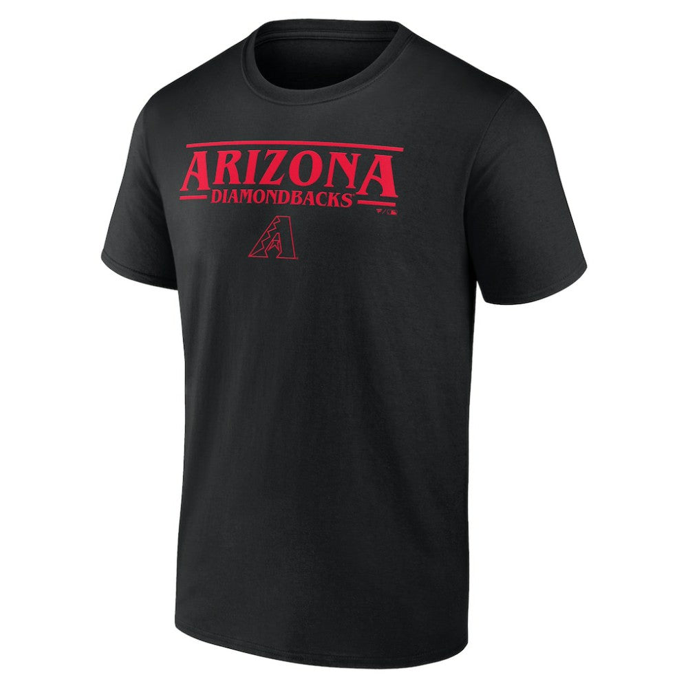 Arizona Diamondbacks Stranger Things Logo Lockup T-Shirt - Black T-shirts