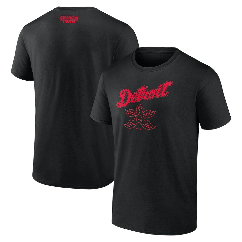 Detroit Tigers Stranger Things Demogorgan T-Shirt - Black T-shirts