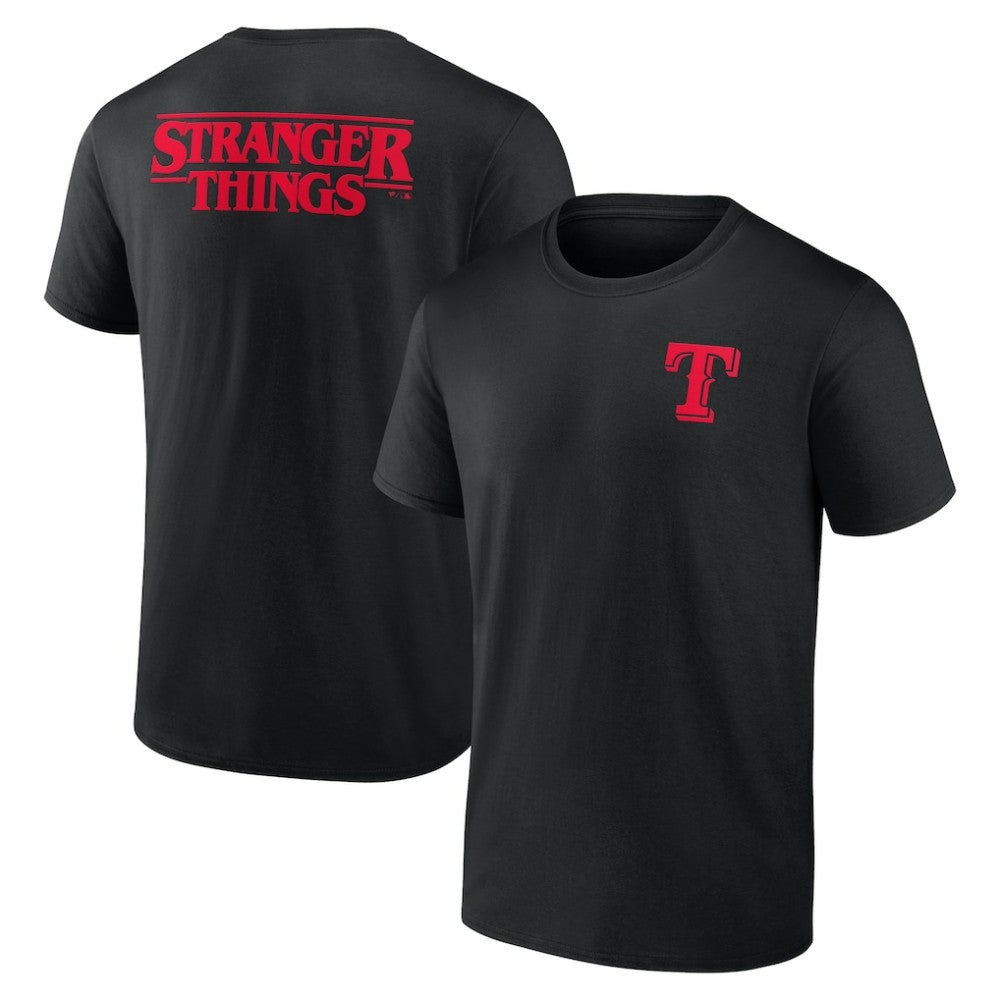 Texas Rangers Stranger Things Graphic T-Shirt - Black T-shirts