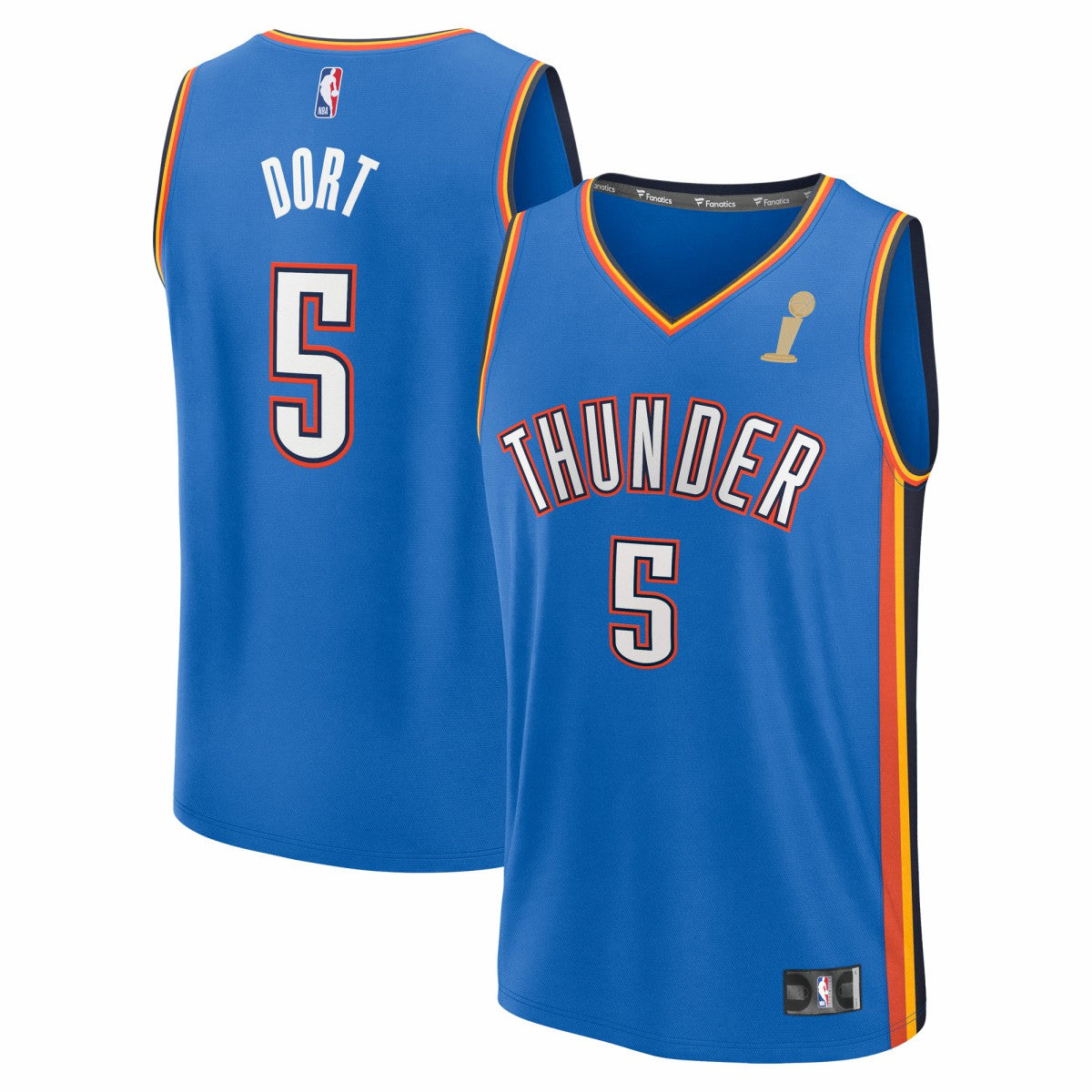 Luguentz Dort Oklahoma City Thunder 2025 NBA Finals Champions Fast Break Replica Player Jersey Blue Icon Edition