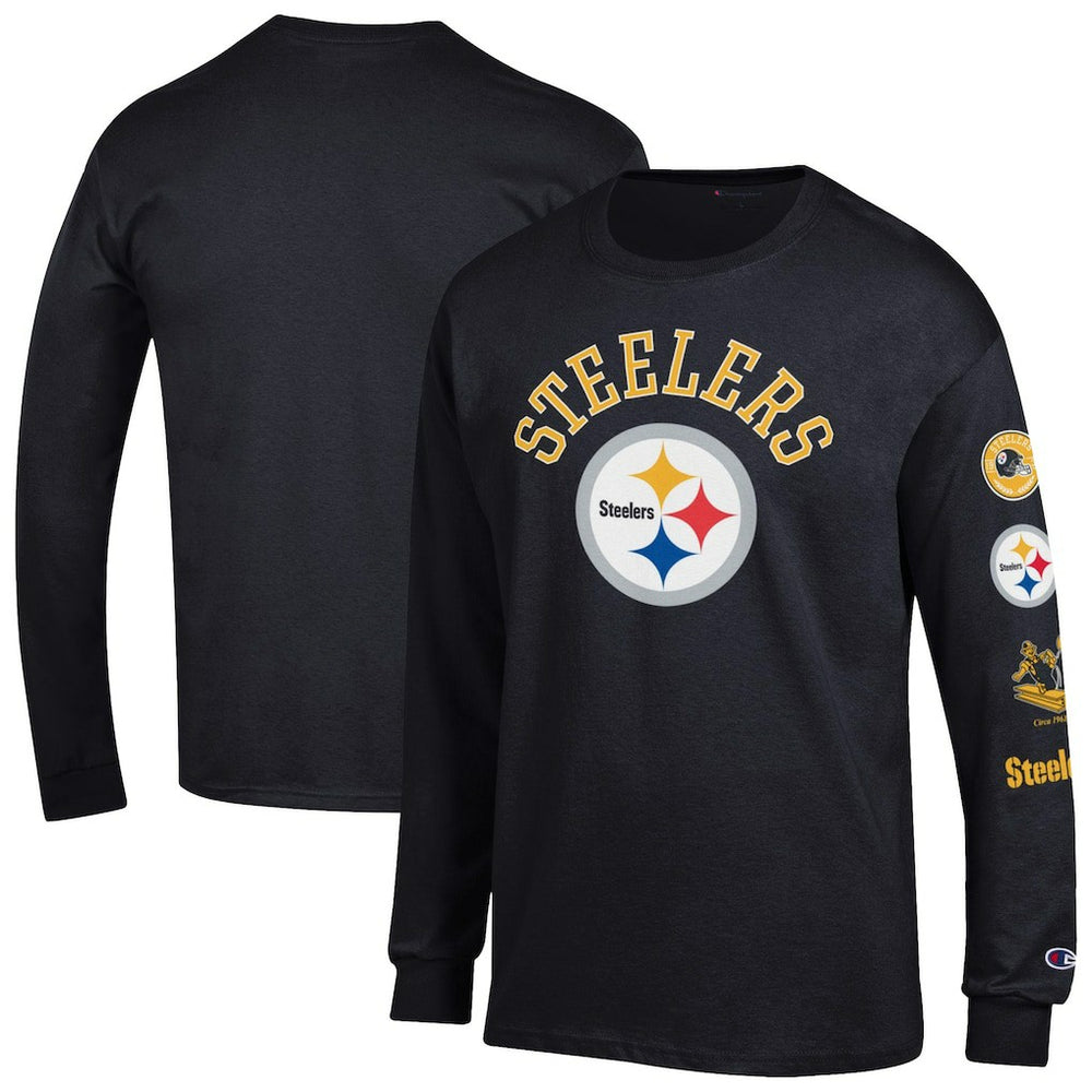 Pittsburgh Steelers Champion Seal Long Sleeve T-Shirt Black