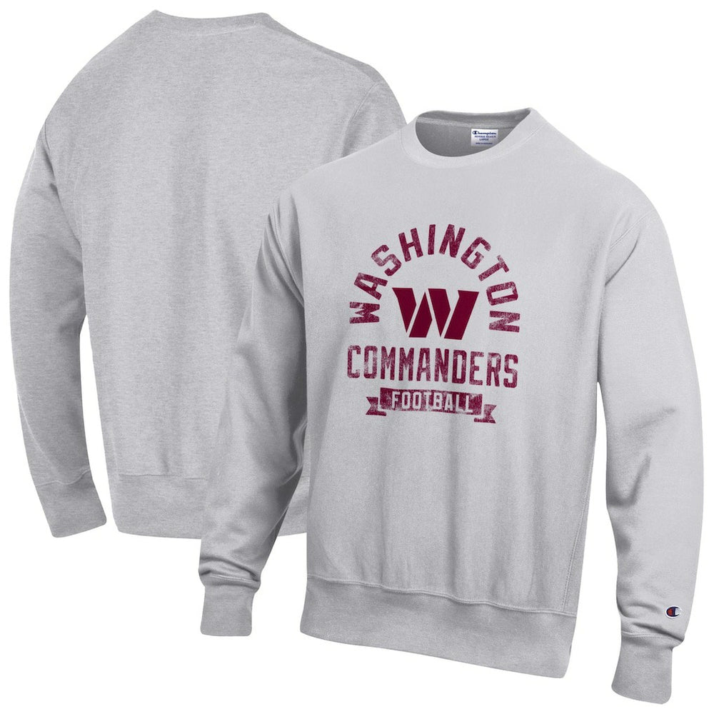 Washington Commanders Champion Reverse Weave Fleece Pullover Sweatshirt Heather Gray