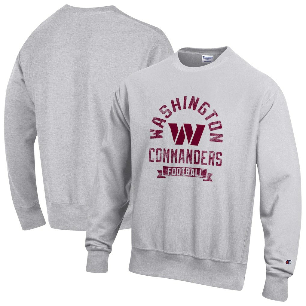 Washington Commanders Champion Reverse Weave Fleece Pullover Sweatshirt Heather Gray
