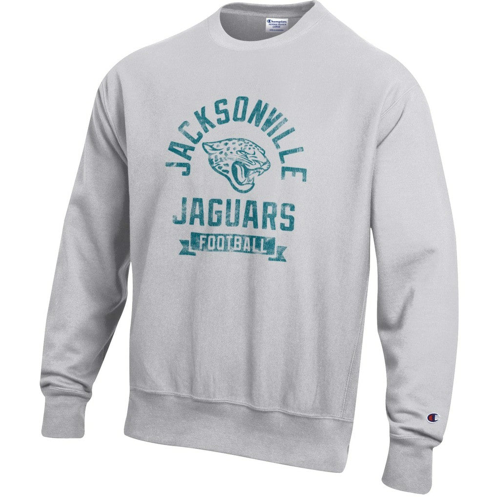 Jacksonville Jaguars Champion Reverse Weave Fleece Pullover Sweatshirt Heather Gray