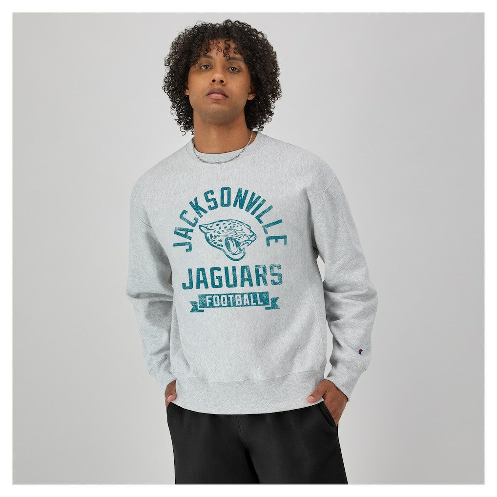 Jacksonville Jaguars Champion Reverse Weave Fleece Pullover Sweatshirt Heather Gray