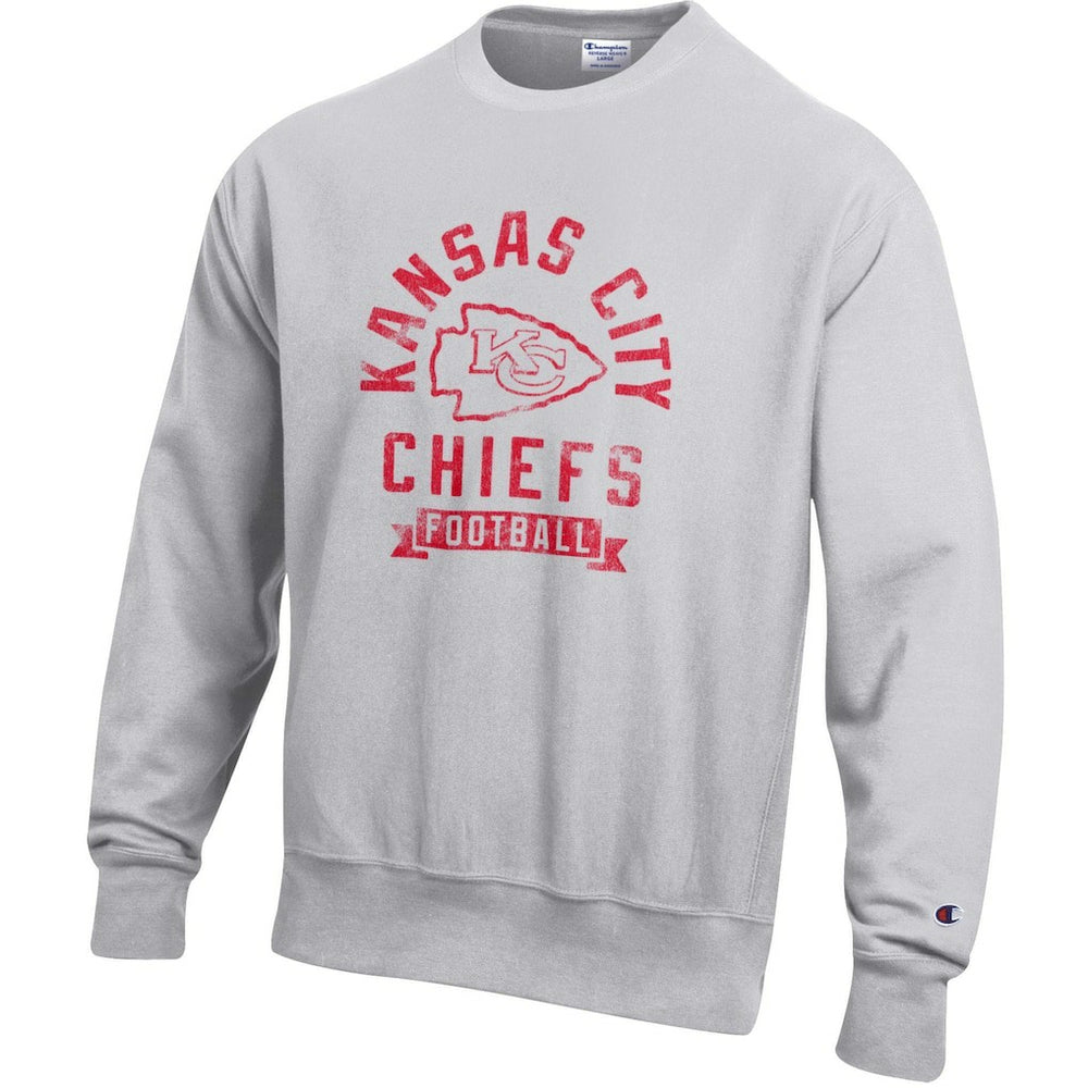 Kansas City Chiefs Champion Reverse Weave Fleece Pullover Sweatshirt Heather Gray