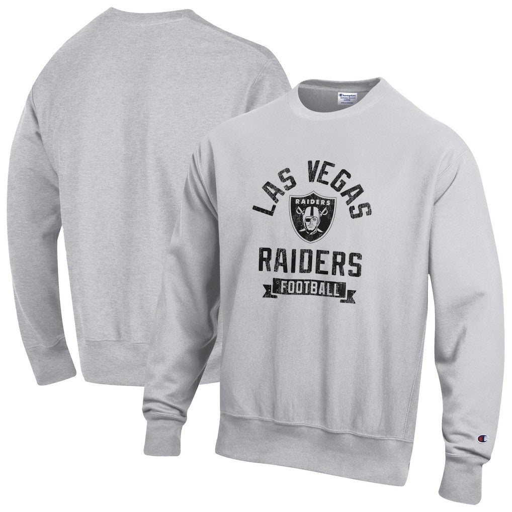 Las Vegas Raiders Champion Reverse Weave Fleece Pullover Sweatshirt Heather Gray