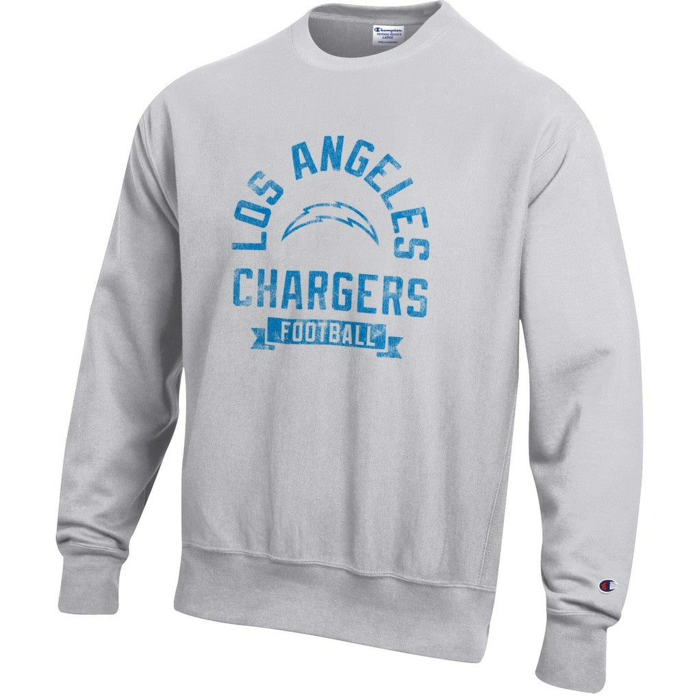 Los Angeles Chargers Champion Reverse Weave Fleece Pullover Sweatshirt Heather Gray