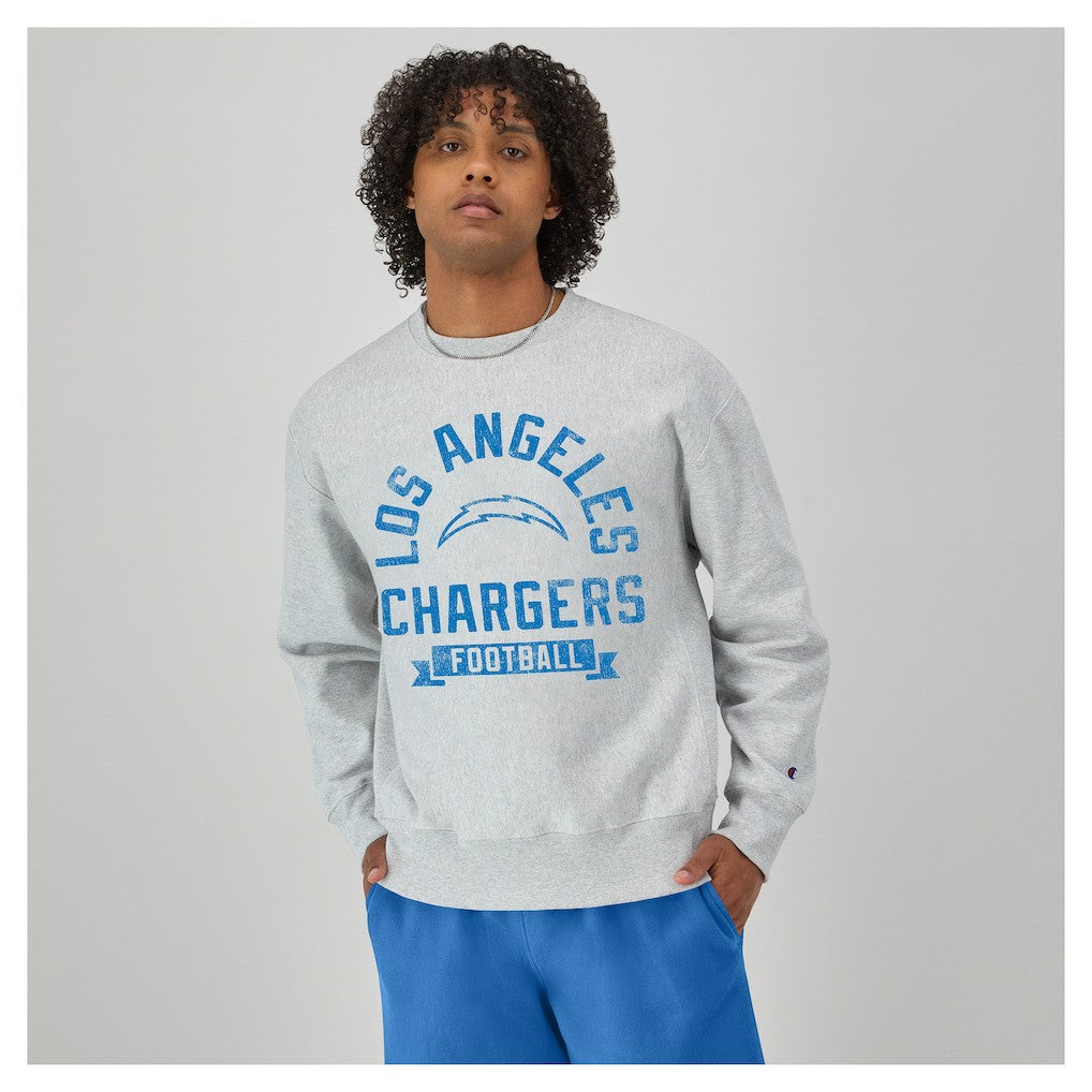 Los Angeles Chargers Champion Reverse Weave Fleece Pullover Sweatshirt Heather Gray