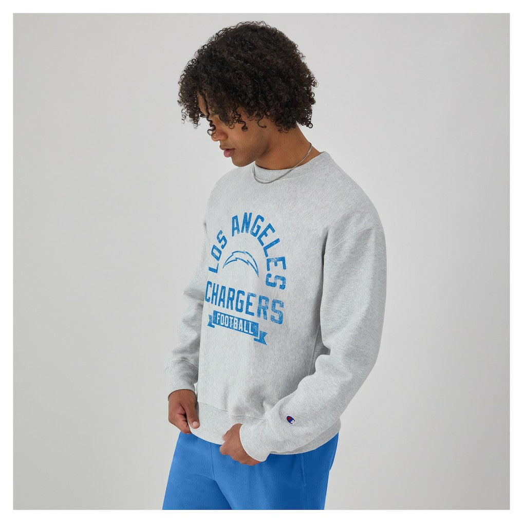 Los Angeles Chargers Champion Reverse Weave Fleece Pullover Sweatshirt Heather Gray