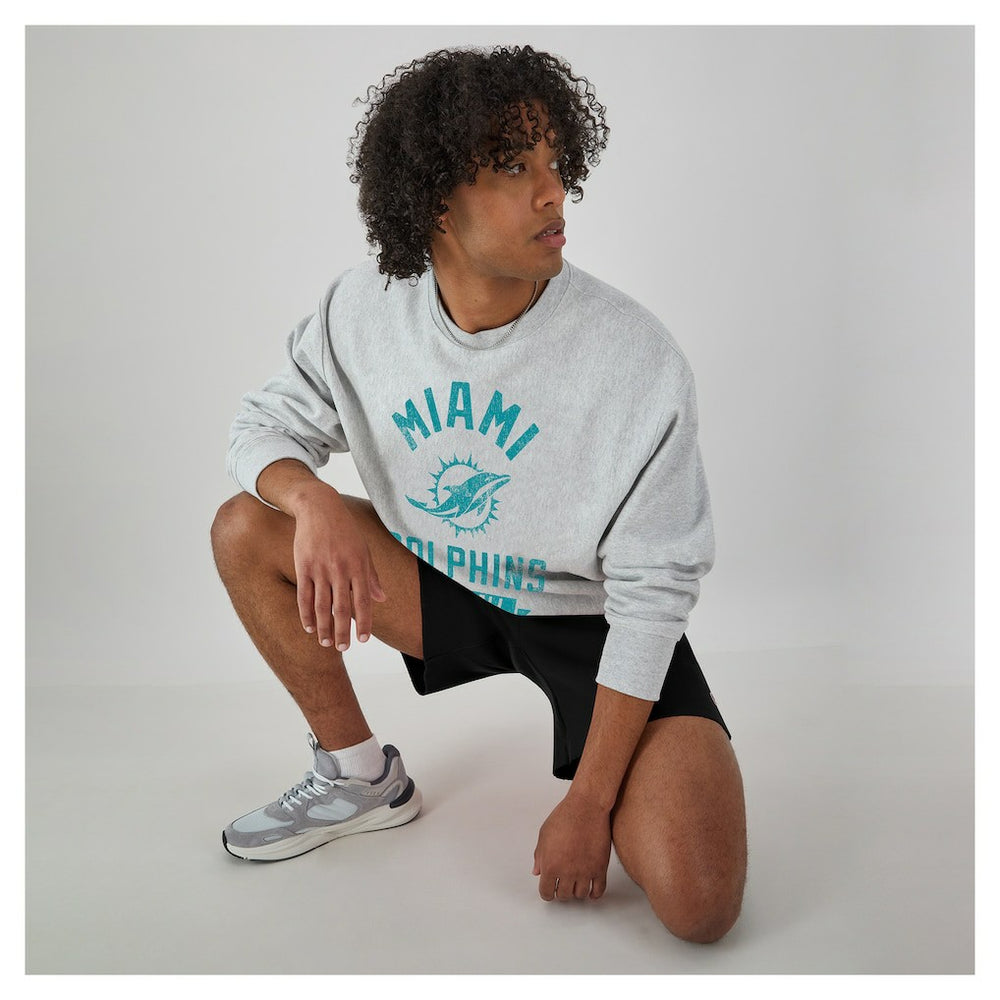 Miami Dolphins Champion Reverse Weave Fleece Pullover Sweatshirt Heather Gray
