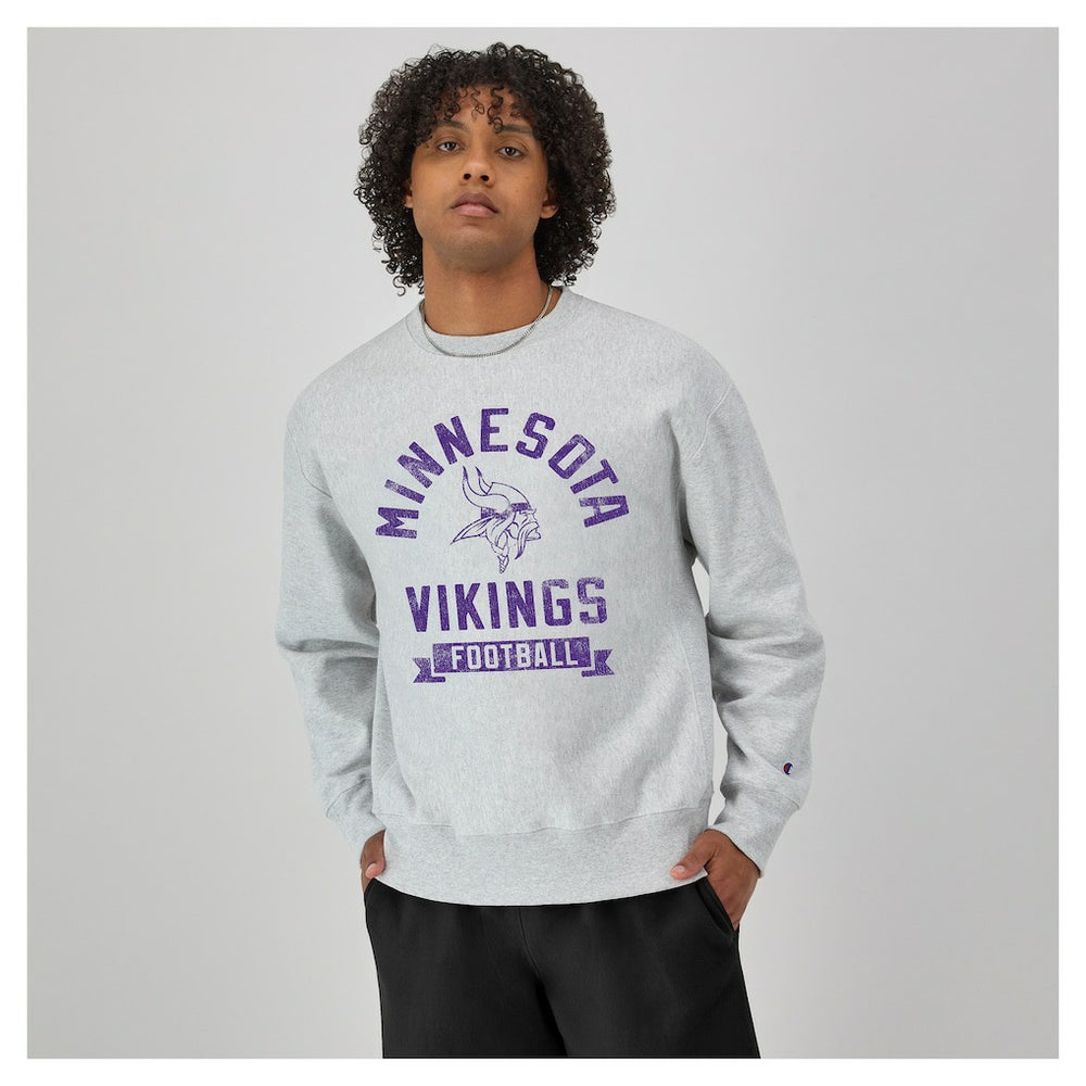 Minnesota Vikings Champion Reverse Weave Fleece Pullover Sweatshirt Heather Gray