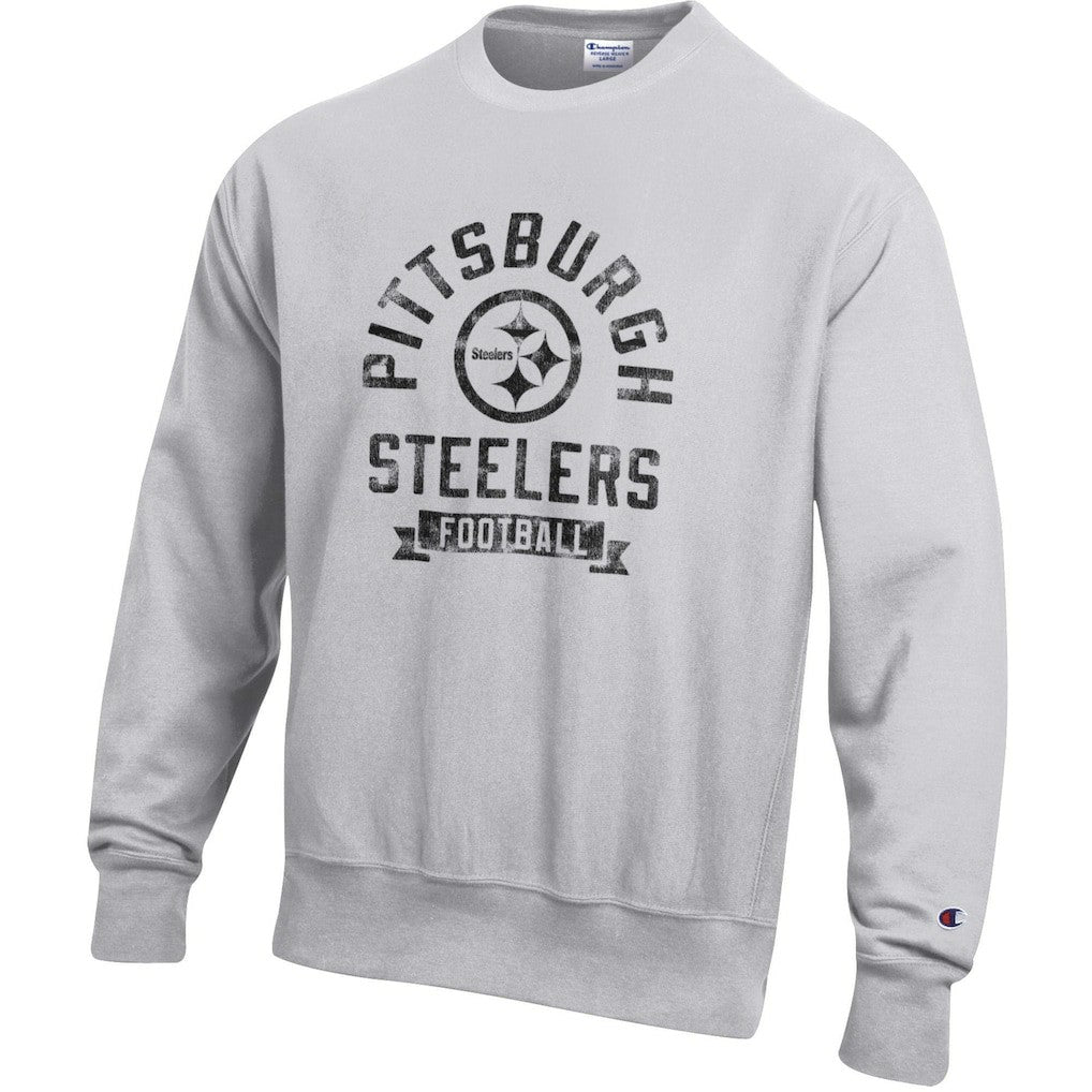 Pittsburgh Steelers Champion Reverse Weave Fleece Pullover Sweatshirt Heather Gray