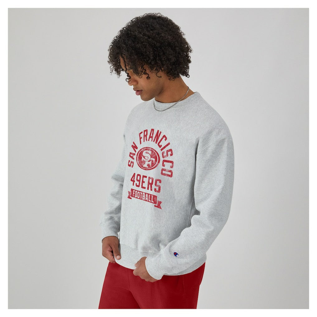 San Francisco 49ers Champion Reverse Weave Fleece Pullover Sweatshirt Heather Gray