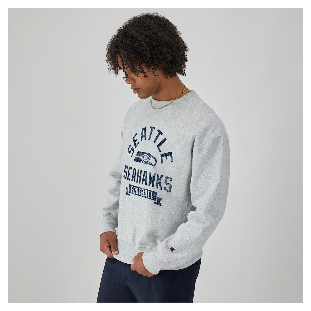Seattle Seahawks Champion Reverse Weave Fleece Pullover Sweatshirt Heather Gray