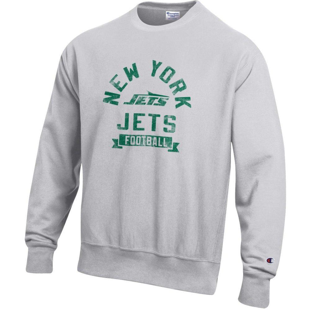 New York Jets Champion Reverse Weave Fleece Pullover Sweatshirt Heather Gray